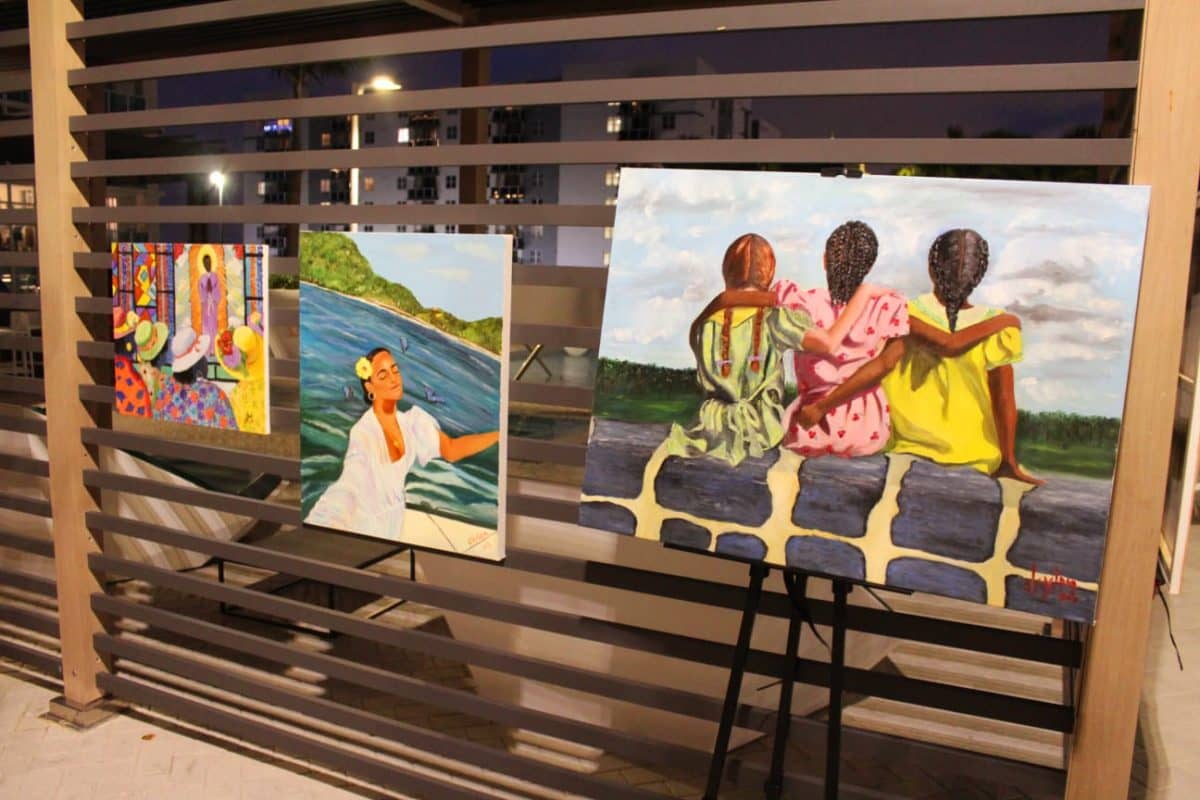 Artist Alvin Clayton-Fernandes' artwork at the Art of Love event in Miami Beach, December 8, 2023.