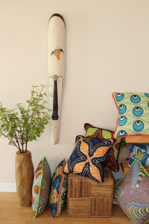 African masks are natural talking pieces when guests visit.