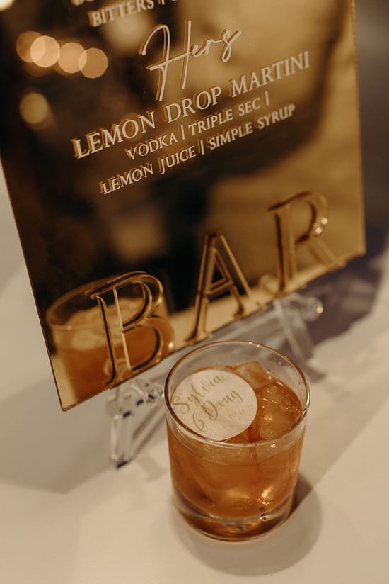 Lemon Drop Martini signature cocktail at wedding