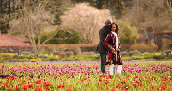Couples Engagement Shoot in a Tulip Field Portrait
