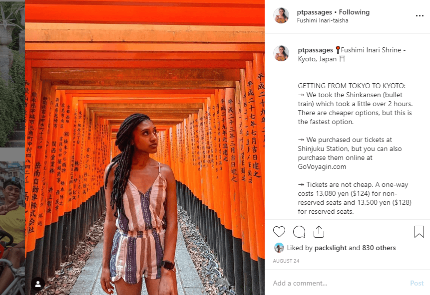 black female travel blogger in japan kyoto