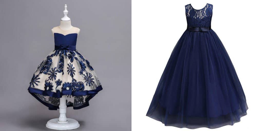 Blue Flower Girl Dress