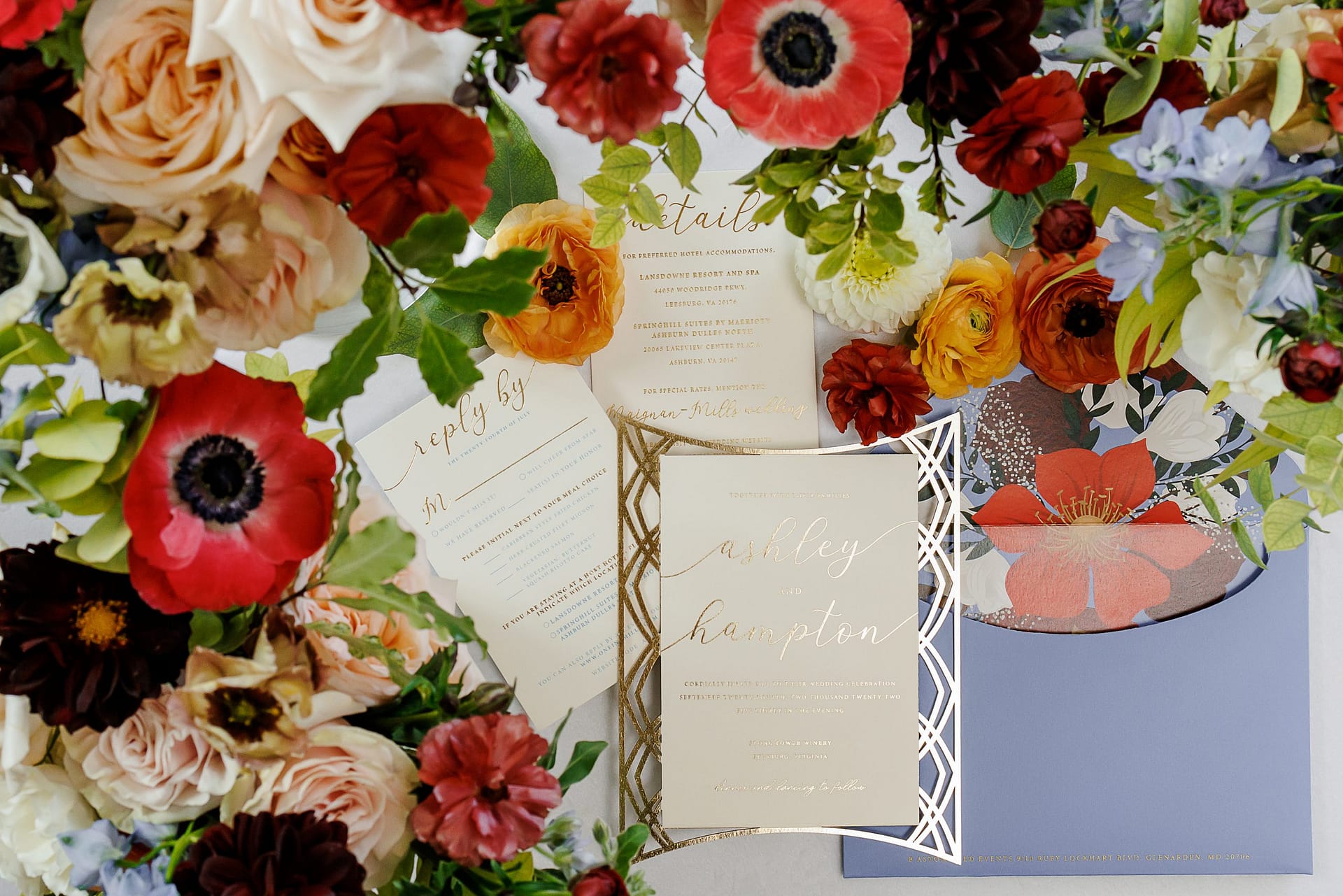 Unique Geometric Gold Wedding Stationary
